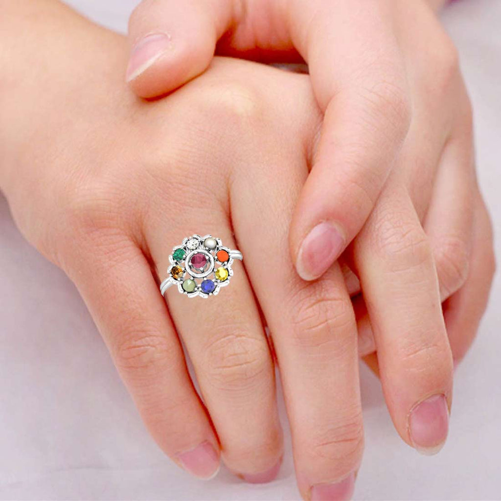 Aurra Stores navratna ring original & natural navgrah gemstone navratna  gold plated ring for women & men Copper Crystal Copper Plated Ring Brass  Coral, Emerald, Pearl, Sapphire, Ruby, Zircon Ring Price in